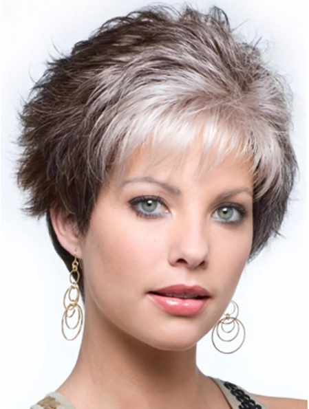 Capless 4" Curly Synthetic Wigs Gray