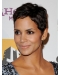 Straight Black Full Lace Cropped Boycuts Halle Berry Wigs