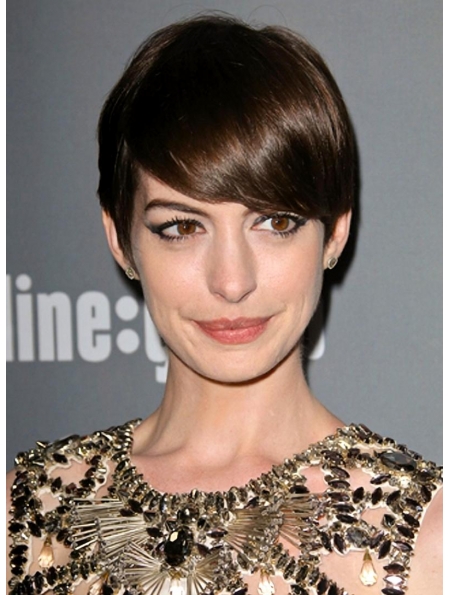 Flexibility Lace Front Straight Cropped Anne Hathaway Wigs
