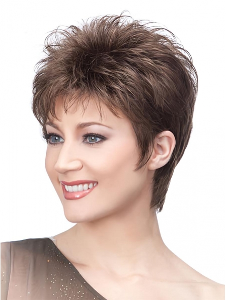 Incredible Brown Straight Cropped Wigs For Cancer