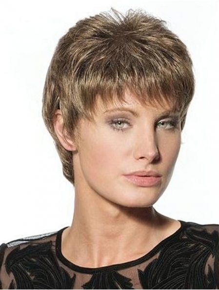 Traditiona Lace Front Straight Cropped Glueless Lace Wigs