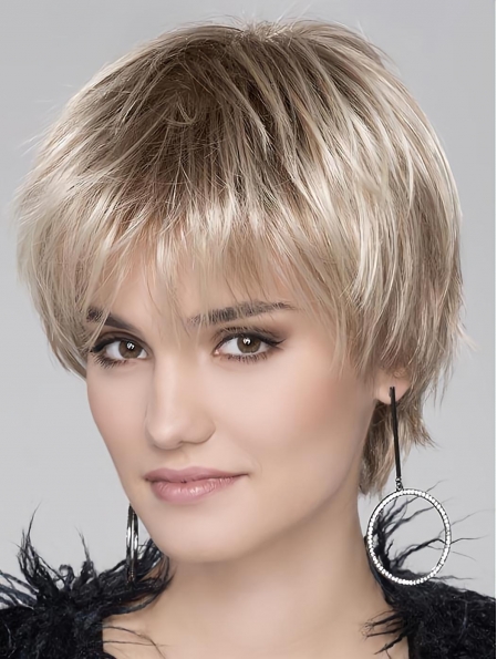 Blonde Wavy Cropped Synthetic Bob Wigs
