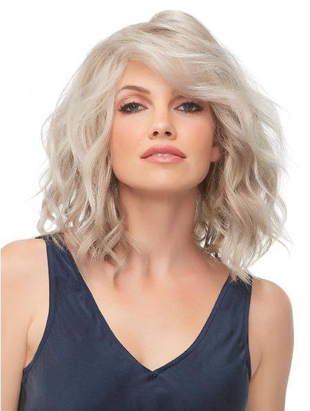 100% Hand-Tied Wavy 10" Blonde Synthetic Chin Length Bob Wigs
