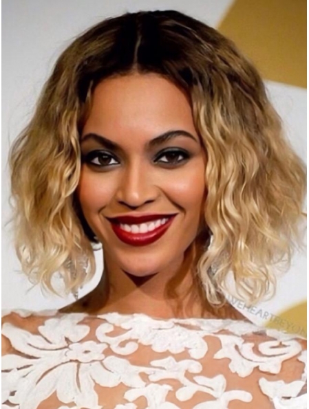 Beyonce Knowles Classic 100% Human Hair Short Wavy Lace Wig about 12 Inches