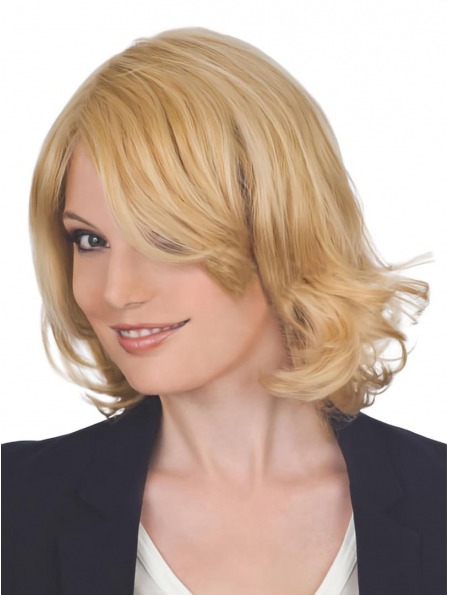 Blonde Wavy Chin Length Lace Front Wigs