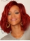 Rihanna Red Wavy Chin Length Lace Front Human Wigs