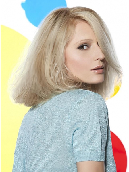 Young Fashion Long Bobs Platinum Blonde Full Lace Human Wigs