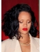 Black 14" Wavy Bobs Chin Length Rihanna Wigs