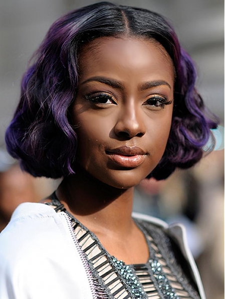 12" Lace Front Chin Length Black to Purple Bobs Justine Skye Wigs
