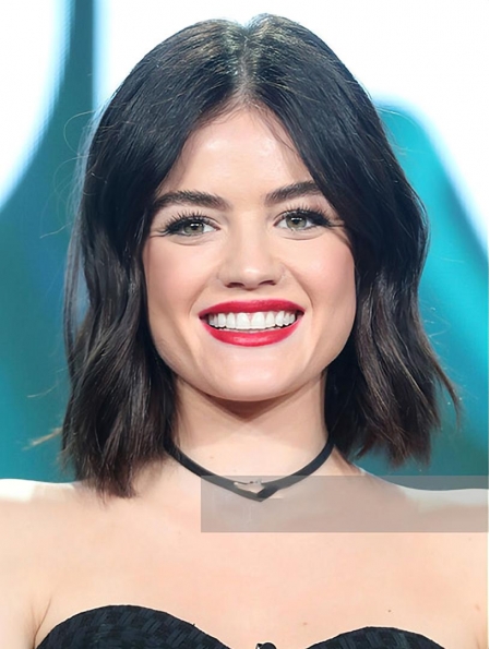 Chin Length Full Lace Remy Human Hair Wavy 12" Lucy Hale Wigs