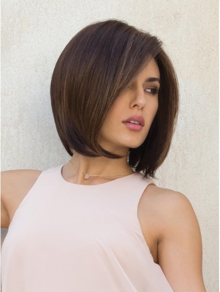 Brown Chin Length Straight Bob The Most Natural Looking Capless Wig