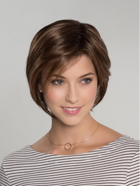 100% Hand-tied Brown Synthetic 10" Chin Length Bob Wigs