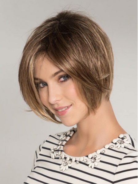 Blonde Synthetic Bobs Straight Chin Length Glueless Lace Front Wigs
