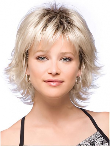 Fashionable Blonde Straight Chin Length Synthetic Wigs