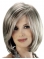 Grey Lady With Side Bangs Smooth Human Wigs