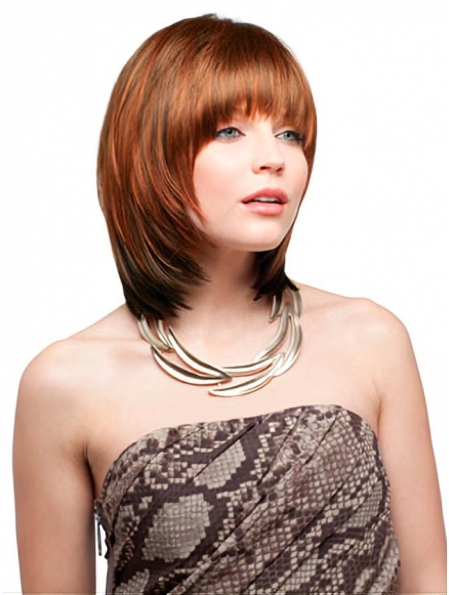 Auburn Straight Chin Length Synthetic Wigs