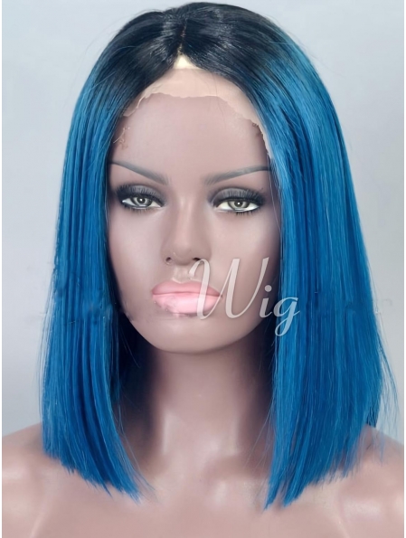 Chin Length Straight Full Lace Wigs Ombre Wigs 14" 