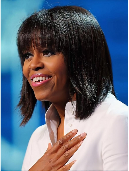 Capless Straight Michelle Obama Wigs First Lady Human Hair