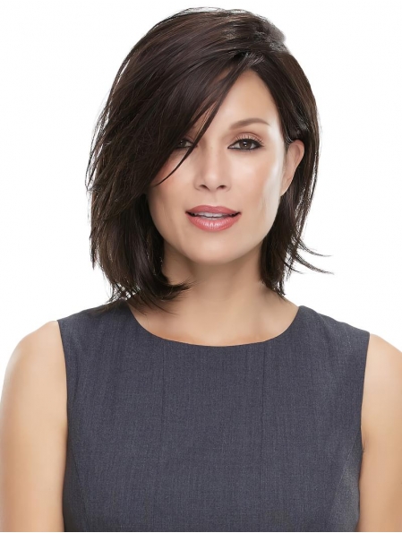 High Quality Black Straight Chin Length 100% Hand-tied Comfortable Wigs