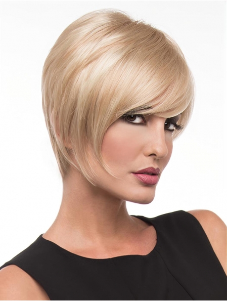 Amazing Chin Length Straight Blonde Exquisite Layered Wigs
