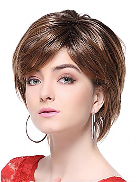 Brown Trendy With Bangs Straight Short Wigs