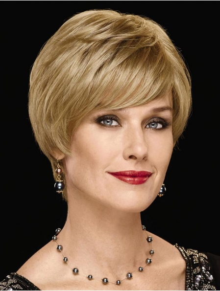 Perfect Chin Length Straight Blonde With Bangs New Design Wigs
