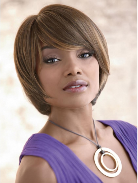 Affordable Brown Straight Chin Length Synthetic Wigs