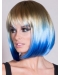 Straight Capless Blue 100% Indian Remy Hair Ombre Wigs 