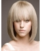 Young Fashion Shoulders Bob Hairstyle Platinum Blonde Straight Full Lace Human Wigs