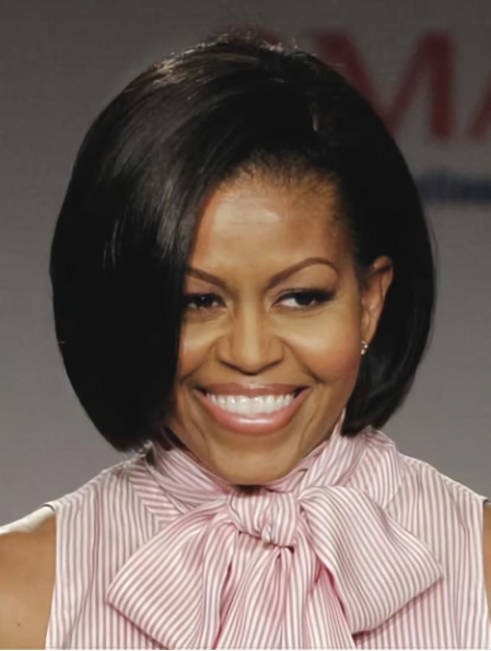 Chin Length Straight Full Lace Black Bobs Michelle Obama