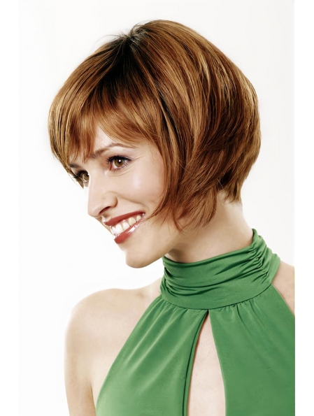 Monofilament Synthetic 9" Straight Ombre/2 tone Chin Length Wigs Bob Style