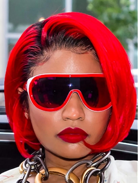 Red 10" Straight Bobs Chin Length Nicki Minaj Wigs