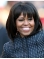 Straight Black Lace Front Chin Length With Bangs Michelle Obama Wigs
