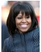 Straight Black Lace Front Chin Length With Bangs Michelle Obama Wigs