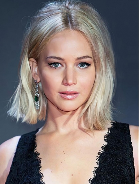 12" Capless Chin Length Synthetic Straight Jennifer Lawrence Wigs