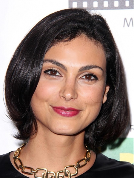 Straight 12" Chin Length Black Synthetic Morena Baccarin Wigs