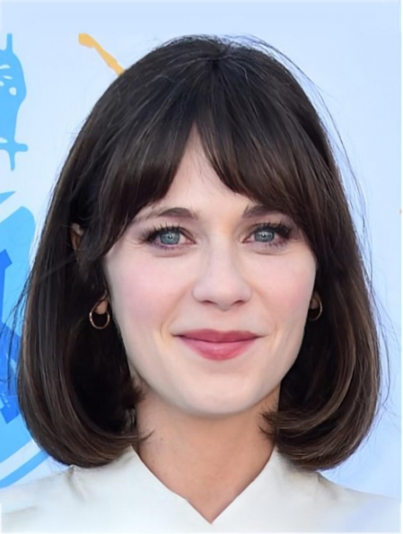 12" Lace Front Chin Length Synthetic Straight Zooey Deschanel Wigs