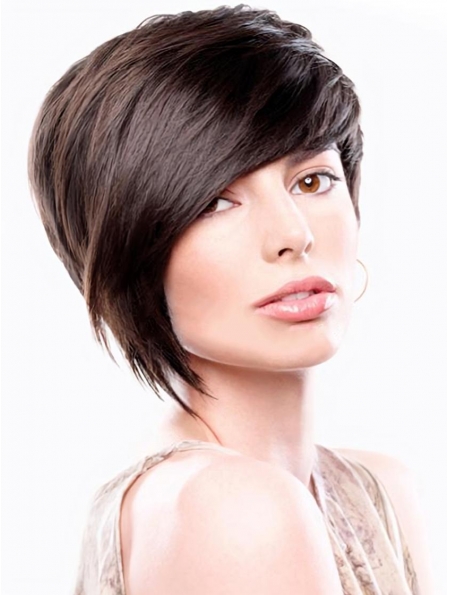 High Quality Brown Straight Chin Length Wigs For Cancer