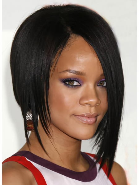 Unique Black Straight Chin Length Rihanna Wigs