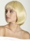 Comfortable Blonde Straight Chin Length Wigs For Cancer