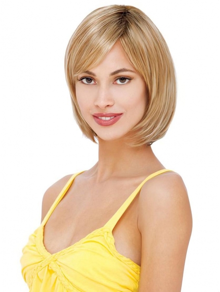 Glamorous Blonde Lace Front Chin Length Remy Human Lace Wigs