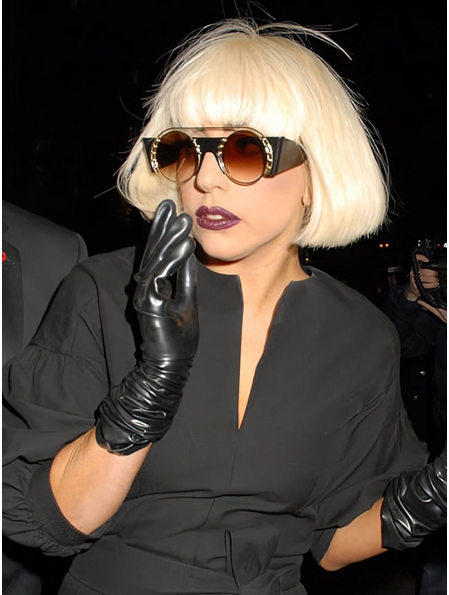 Hairstyles Blonde Straight Chin Length Lady Gaga Wigs
