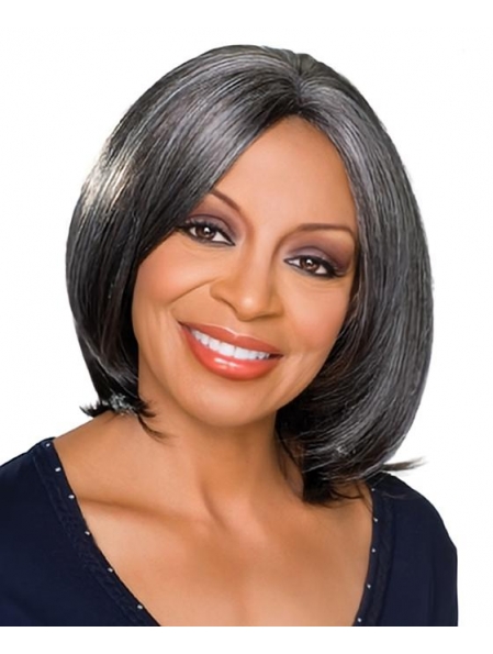 Online Chin Length Synthetic Grey Wigs