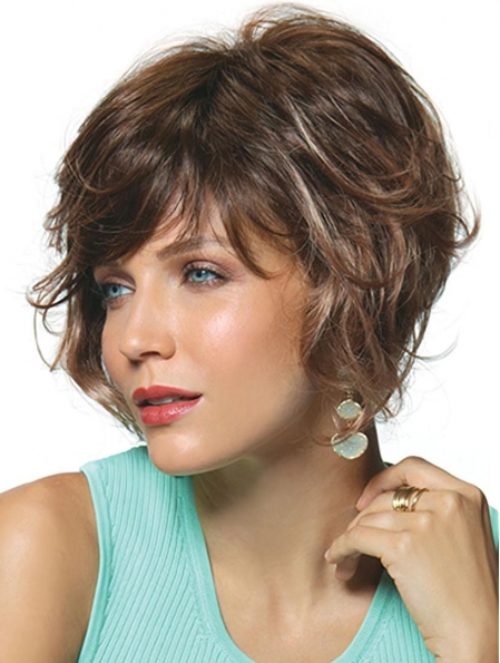 Brown Curly 10" Synthetic Bobs The Best Monofilament Wigs