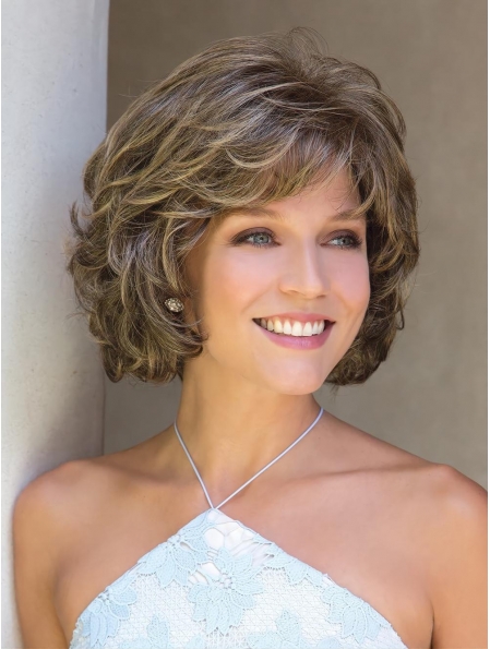 Brown Chin Length Curly Synthetic Wigs