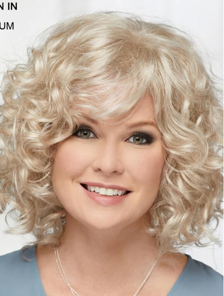 Curly Platinum Blonde Chin Length 12" Hairstyles Classic Wigs