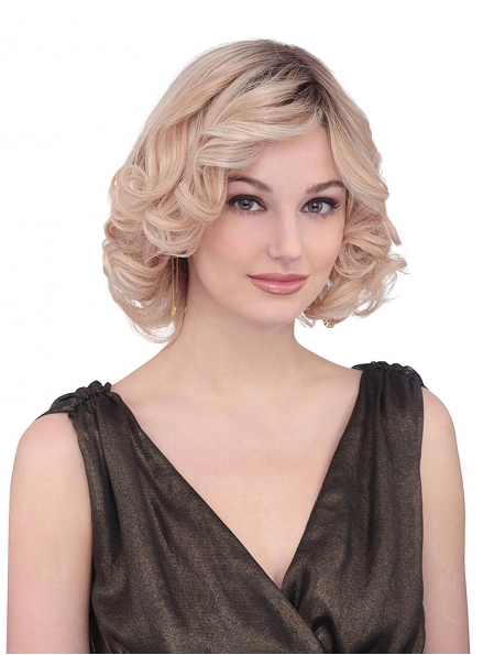 Popular Chin Length Curly Blonde With Bangs Amazing Wigs