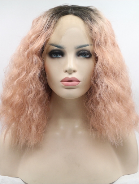Chin Length Curly Without Bangs Lace Front 13" Synthetic Wigs