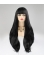 Natural Looking Black Long Straight  Elf Kiss Synthetic Lace Front Wigs With Bang