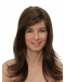 100% Hand-tied Brown 16" Long Straight  Without Bangs  Human Hair Women Wigs